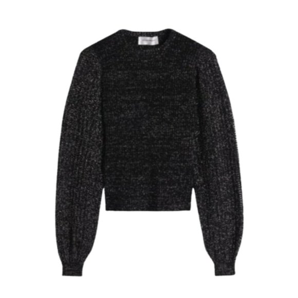 Victoria Beckham Blouson Sleeve Sweater Top Womens XS Black Crew Neck Jumper